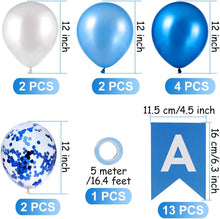 Happy Birthday Banner, Happy Birthday Banners with Blue Latex Balloons/Confetti Balloons, Blue Happy Birthday Bunting Banners for Girls Boys 1st 18th 21st 30th Any Ages Birthday Party Decorations