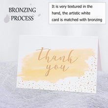 Thank You Greeting Cards, Pack of 12 Blank Gold Foiled Watercolour Postcards With 12 Envelopes and 12 Stickers, Used for Birthday, Wedding, Bussniess, Mothers, Fathers, Friends Thankyou Cards