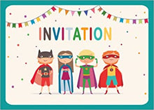 the lazy panda card company 20 Superhero Invitations for Boys or Girls Children's Birthday Party Invites made from Recycled Paper