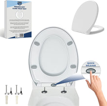 CUQOO Oval Shaped Soft Close Toilet Seat  Toilet Seat with Quick Release for Easy Clean  Simple & Durable Top Fixing  Toilet Seats in White with Adjustable Hinges  Standard O Shape Toilet Seat