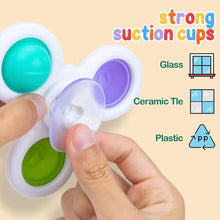 FUFUFA 3pcs Suction Cup Spinner Baby Sensory Toys, Safe Interesting Table Sucker Gameplay, Bath Toy Rotating Spinning Top for Toddlers Kids Autistic Children 6-12-18 Months 1 2 3 Year Old Boys Girls