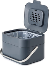 Joseph Joseph Intelligent Waste, Stack 4 Kitchen Food Waste Compost Caddy Recycling Bin with Odour Filter, 4 Litres / 1 Gallon- Graphite