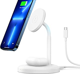 Syncwire Wireless Charing Stand - 360° Rotation, 2 in 1 Magnetic Charger Station Compatible with MagSafe iPhone 14, 13, 12, Pro Max, Pro, Mini, Plus, AirPods 2 3 Pro (Power Supply Not Included)