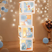 Baby Shower Decorations Balloon Boxes Kit – 4Pcs DIY Boxes with 30 Balloons, 4 Strings of LED Lights, 4 Set of BABY Letters for Boys Girls Baby,Bridal Showers Gender Reveal Birthday Party Decor (Blue)