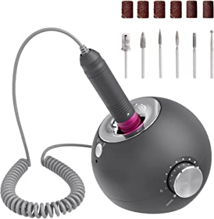 Delanie Professional Nail Drill Machine 35000RPM for Acrylic Nails Gel Polish Electric Nail File Kit Manicure Drill Set for Home and Salon Use with Six Sanding Bands and Drill Bits UK Plug(Wired-Gray)