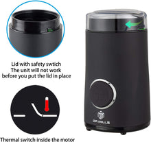 DR MILLS DM-7441 Electric Dried Spice and Coffee Grinder, Blade & Cup Made with SUS304 stianlees Steel(Black
