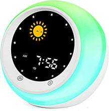 I.CODE Sun & Moon Rise Kids Alarm Clock, Children's Sleep Trainer ,Sleep Sound Machine, Wake Up Light & Night Light ,Teach Kids Day & Night