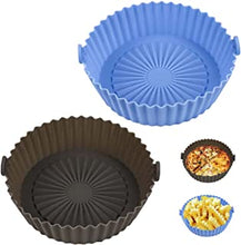 Silicone Air Fryer Liners Reusable Air Fryer Silicone Liner Air Fryer Accessories Replacement of Parchment Paper Liners Compatible with Ninja Air Fryer Accessories (6.3 inch, Blue + Gray)