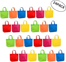 24 Pieces Party Favors Bags, 13 x 10.2 Inches Big Size Multifunctional Reusable Non-woven Tote Gift Bags with Handles For Kids Birthday Favors,Shopping Bag,Rainbow party, 6 rainbow Colors