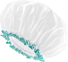 mikimini Shower Cap for Women and Girls,Reusable,Waterproof, Washable, Cute and Soft,White…