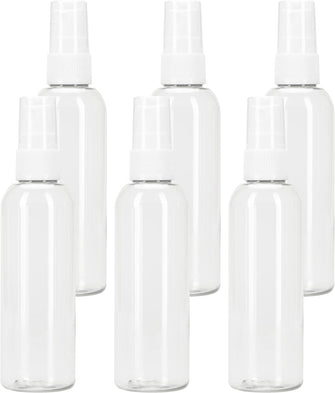 TEC 100ml Travel Atomiser Clear Small Mini Spray Bottles for Toiletries Toiletry Bag Accessories Set Holiday Essentials Fine Mist Mister Refillable Reusable Empty UK-made (6)
