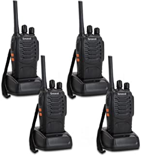 Greaval Walkie Talkie Rechargeable 4 Pack Long Distance 2 Two Way Radio for Adults and Kids 16 Channel with Earpieces Headphones LED Flashlight