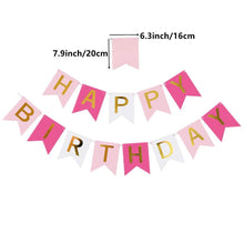 TOYVENTURES Pink Happy Birthday Banner with Gold Letters, Banner for Party Decorations, Swallowtail Flag Happy Birthday Sign, gold happy birthday banner for Kids Girls Birthday (Gold Letters)