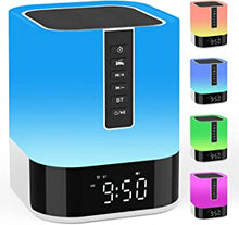 Night Light Bluetooth Speaker Alarm Clock, Upgraded Touch Sensor Bedside Table Lamp, White Noise Machine, RGB Colour Changing Dimmable Bedroom Light, Gift for Kids Teens Girls Boys