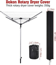 Dokon Rotary Dryer Washing Line Cover with Clothes Peg Bag, Waterproof, Windproof, Anti-UV, Heavy Duty Rip Proof 600D Oxford Fabric Rotary Airer Cover (160 x 15 x 15cm) - Black