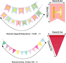 Pastel Birthday Party Decorations,Macaron Happy Birthday Banner,Bunting,Hanging Paper Fans, Pom Poms,Honeycomb Decorations Set For Girls And Womens