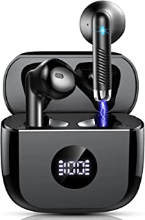 Wireless Earbuds, Bluetooth 5.3 Headphones in Ear Wireless Earphones with HiFi Stereo and HD Mics, LED Display Mini Wireless Headphones IP7 Waterproof Bluetooth Earbuds 40H Playtime Type-C, Black