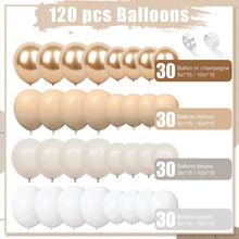 Balloon Arch Kit - 122 Pcs Beige Sand White Balloons - Easy to Assemble Beach White Balloon Arch with Accessories - Champagne Gold Balloon Birthday Decorations and Wedding Kids Shower Party Balloons.