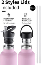 Sivaphe Water Bottle Insulated Bottle Drink Flasks Leak-Proof for Sports Outdoor Stainless Steel, Double Walled Vacuum with Lids and Straw 750ml Pink Gift