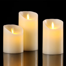 Aku Tonpa Flameless Candles Battery Operated Pillar Real Wax Flickering Moving Wick Electric LED Candle Set with Remote Control Cycling 24 Hours Timer, Pack of 3 (D:3.25" X H:4" 5" 6")