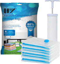 QH Premium Vacuum Storage Bags. 80% More Storage!Vacuum bags clothes Hand-Pump for Travel! Double-Zip Seal and Triple Seal Turbo-Valve for Max Space Saving 6PCS(60x40cm)