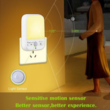 LED Night Light Plug in Walls, Night Light Motion Sensor with 4 Lighting Modes, Brightness Adjustable Warm White Lamp, Eye-Friendly Night Lighting for Baby, Kids, Hallways, Stairs