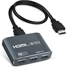 4K@60HZ HDMI Switch 3 in 1 out, Aluminum HDMI Switcher 4K with 1.2M HDMI Cable, 4K HDMI Switch Box Supports HDCP2.2, HDR10, 18Gbps, for Fire Stick, PS5/4, Game Consoles, Roku, PC