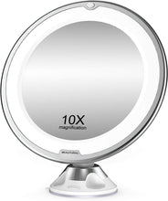 BEAUTURAL Makeup Mirror, 10X Magnifying Lighted Vanity Daylight White LED, Portable Illuminated Bathroom Mirror, 360 Degree Swivel Rotation and Locking Suction