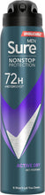 Sure Men Active Dry Nonstop Protection MotionSensetechnology anti-perspirant deodorant spray Anti-perspirant Deodorant Aerosol 72h protection against sweat and odour