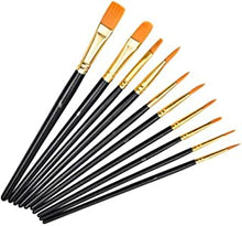 Juliyeh Acrylic Watercolour Oil Gouache, Black Paint Brushes Set, 10PCS PaintBrushes