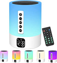 Night Light Bluetooth Speaker, White Noise Machine, Touch Bedside Lamp with Alarm Clock Bluetooth Speaker, Multi-Color Changing Bedroom Table Lamp Gifts for Teenage Girls Boys Teens Women Men Kids