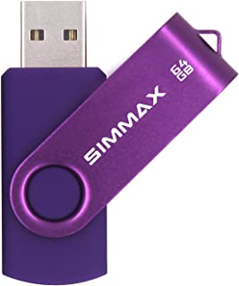 SIMMAX 64GB Memory Stick USB 2.0 Flash Drives Swivel Thumb Drive Pen Drive (64GB Purple)