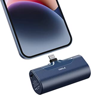 iWALK Mini Portable Charger 4500mAh Ultra-Compact Power Bank Small and Cute Battery Pack Compatible with iPhone 14/13/13 Pro/13 Pro Max /12/12 Pro/12 Pro Max/11 Pro/XR/X/8/Plus，Airpods and More,Blue