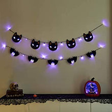 Eambrite Halloween Lights Halloween Fairy Lights Banners Black Cat and Black Bat Battery Operated Halloween indoor Decorations LEDs String Lights with Timer ( 5FT, Pack of 2 )