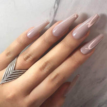 Neckon Coffin False Nails Long Nude Fake Nails Ballerina Acrylic Press on Nails Pure Color Full Cover Stick on Nails 24pcs for Women and Girls