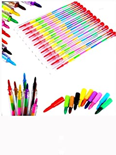 24XRico Swop Point Crayon,Assorted Stacking Colouring Crayons Party Bag Fillers, Pencil Crayons Kids Pens,princess party bag fillersStationary Supplies,Twistable Coloured Crayons,crayons for children