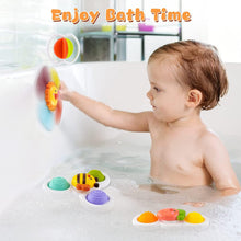 Sirecal Suction Cup Spinner Toys, Baby Bath Toys with Suction Cup Silicone Flipping Board, Baby Sensory Spinner Toy Release Anxiety Travel Toys, for Toddler Boy Girl, 4PCS