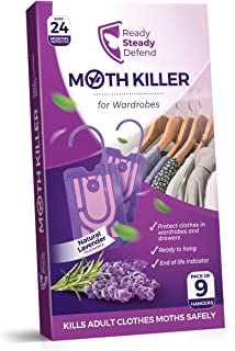 Moth Repellent For Wardrobes | 9 x Moth Killer Hangers Protect Clothes In Wardrobes & Drawers | Lavender Fragrance | 24 Months Protection | Trap & Balls Alternative