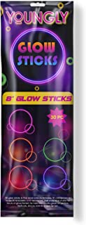 Glow Sticks 8” Party Pack Of 30 With Connectors To Make 5 Colours Bracelets Necklaces chains For Kids Adults Best Neon Light Sticks For Dark Parties Neon Glow Sticks For Party Decoration,Festival