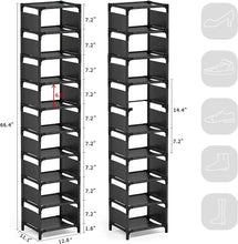 esonstyle 10 Tier Shoe Rack Metal Narrow Shoe Rack For 10 Pairs Tall Shoe Rack Space Saving Shoe Organizer for Living Room Entryway Hallway and Cloakroom