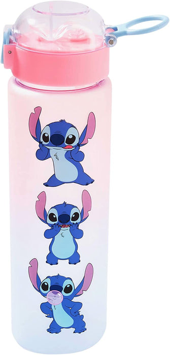 Claire's Disney Stitch Kids Water Bottle with Flip Straw & Lid - Clear Ombre 300ml - Girls Drinks Bottle for School, Sports & Everyday Hydration - Plastic