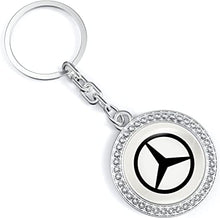 For Mercedes Keyring,Metal Keychain Replacement for Mercedes Benz C E S M Series CLK GLK GL AB AMG GLS GLE AMG, with Crystal Rhinestone Key Chains for Mercedes Accessories, Present for Women, Silver