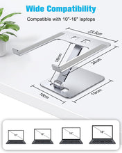 Babacom Laptop Stand, Ergonomic Foldable Computer Stand with Adjustable Height, Ventilated Aluminium Alloy Laptop Riser Compatible with MacBook Air, Pro, Dell XPS, Samsung, All 10-16" Laptops (Silver)