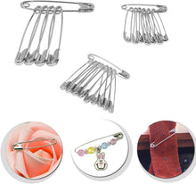 100 Safety Pins, Assorted Sizes, Rust Resistant Nickel Plated Steel Pin Kit, 55mm, 45mm, 37mm, 30mm, 18, Perfect for Securing Clothing, DIY Jewellery, Pinning & Hemming, Dressmaking and Sewing