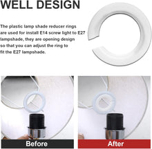 E27 to E14 Lampshade Reducer Ring, 2 Pack Lamp Shade Adapter Rings Light Shade Reducer Ring Converter Washer E27 Lamp Ring, Plastic Replacement 42mm to 29mm Screw Light Fitting Adapter