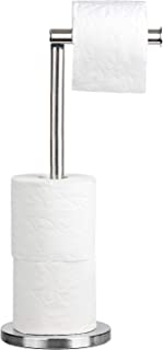 Tatkraft Kiara Free-Standing Toilet Paper Stand Storage, Stainless Steel Toilet Paper Roll Holder, 15x42 cm