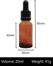 Avalon 20ml Amber Glass Bottle with Black Glass Dropper Pipette ~ Pack of 2