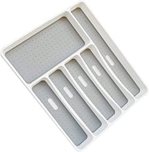 6 Compartments Cutlery Tray- Anti-Slip Plastic Cutlery Organiser for Kitchen, Office, School - BPA-Free Non-Toxic Kitchen Drawer Organiser for Utensils Spoon Fork and Makeup Accessories