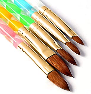 5 Pcs Round Sable Acrylic Design Nail Art UV Gel DIY Brush Pen Nail Art Tool Set No. 2/4/6/8/10