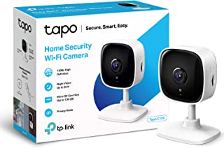 TP-Link Tapo Mini Smart Security Camera, Indoor CCTV, Works with Alexa & Google Home, No Hub Required, 1080p, 2-Way Audio, Night Vision, SD Storage, Device Sharing (Tapo C100)